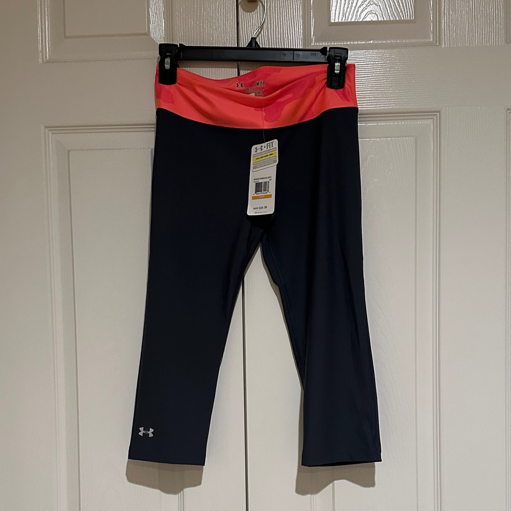 Under Armour Black Leggings with Pink Waistband
